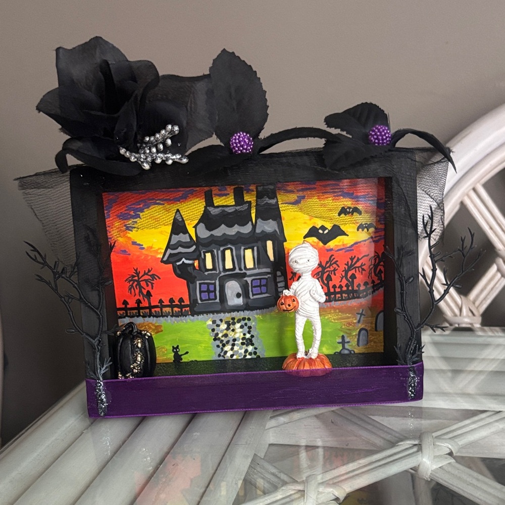 Handmade Halloween Haunted House Shadow Box